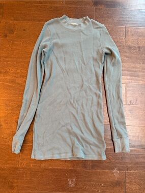 Cotton Citizen Olive-Grey Waffle Knit Long Sleeve Dress